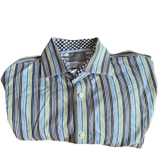 Thomas Dean mens Sz L multicolor striped long sleeve button down shirt - Picture 2 of 5